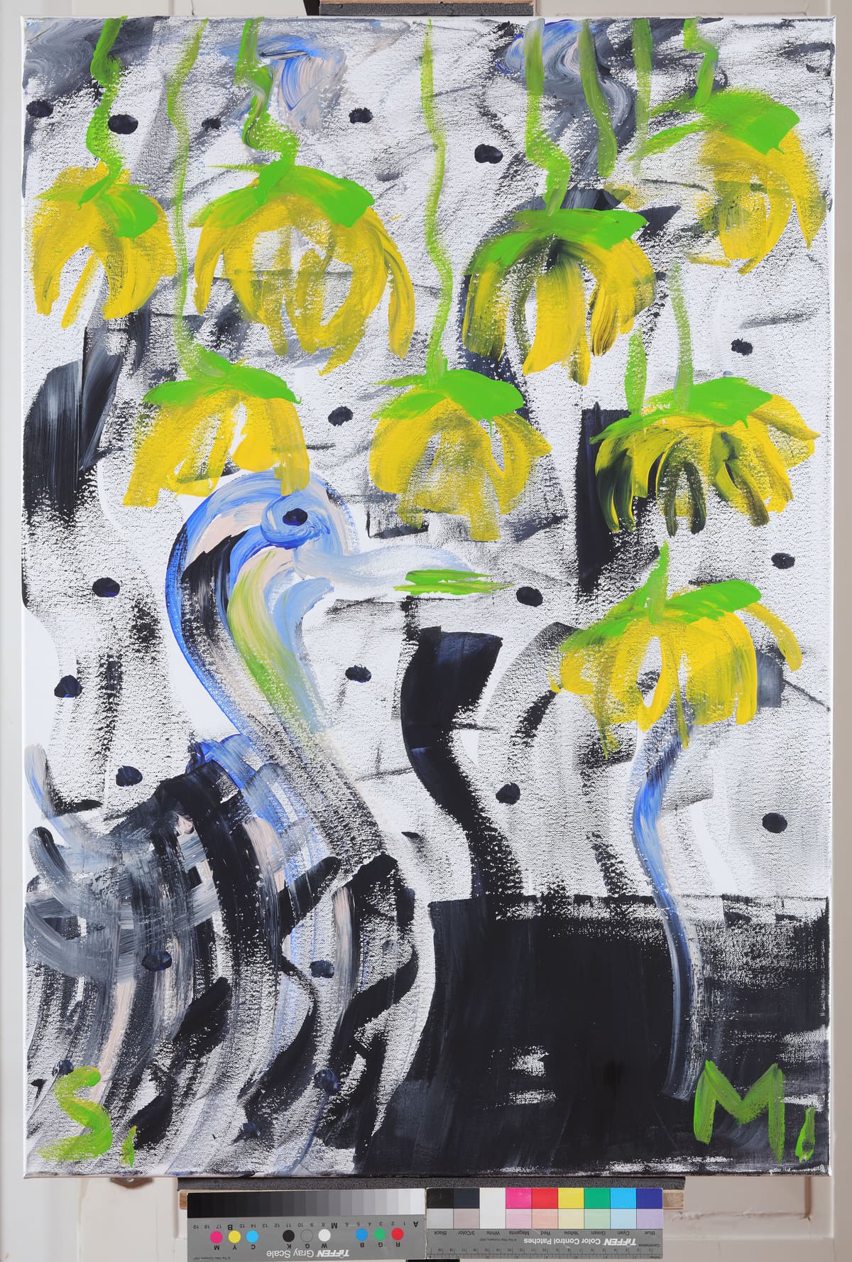 Labud sa ženskom crnom torbom / A Swan with a Woman's Black Purse, 2022 — Acrylic on canvas by Saša Mesić