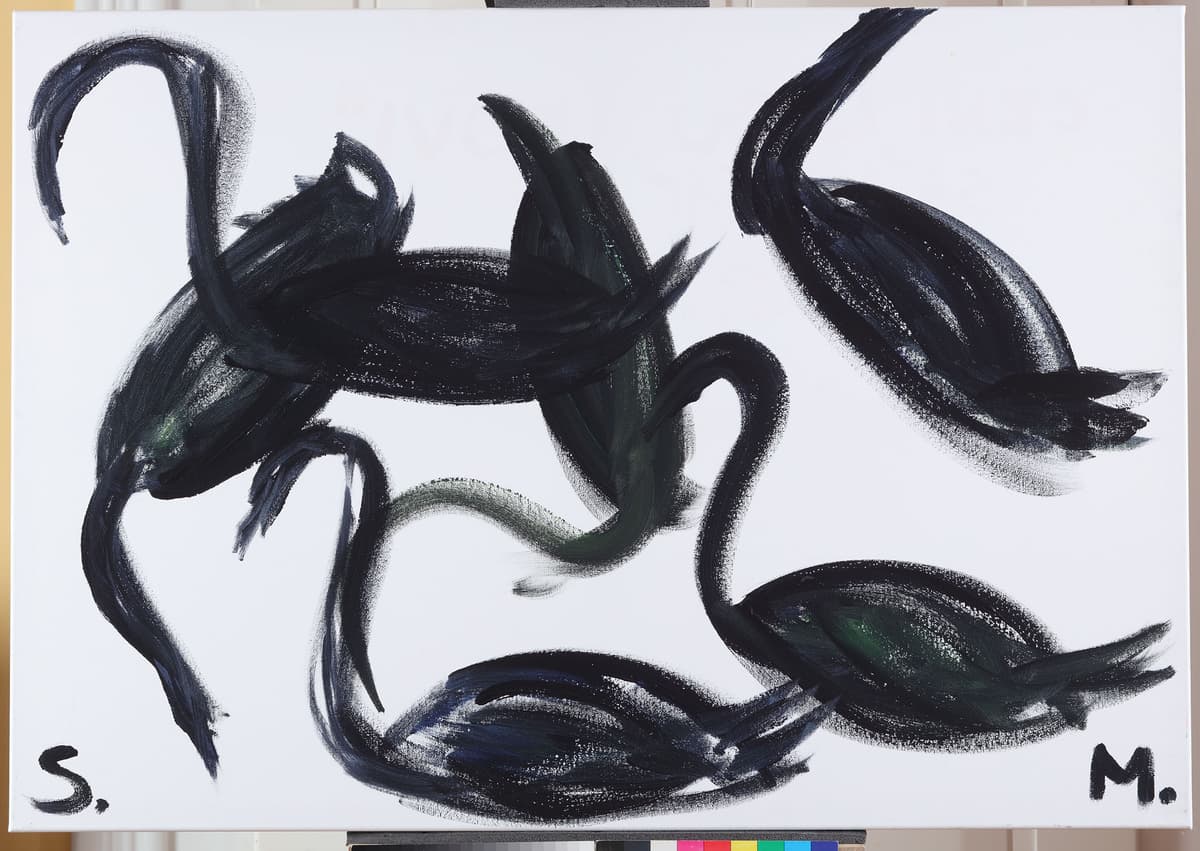 Crni labudovi / Black Swans, 2022 — Acrylic on canvas by Saša Mesić