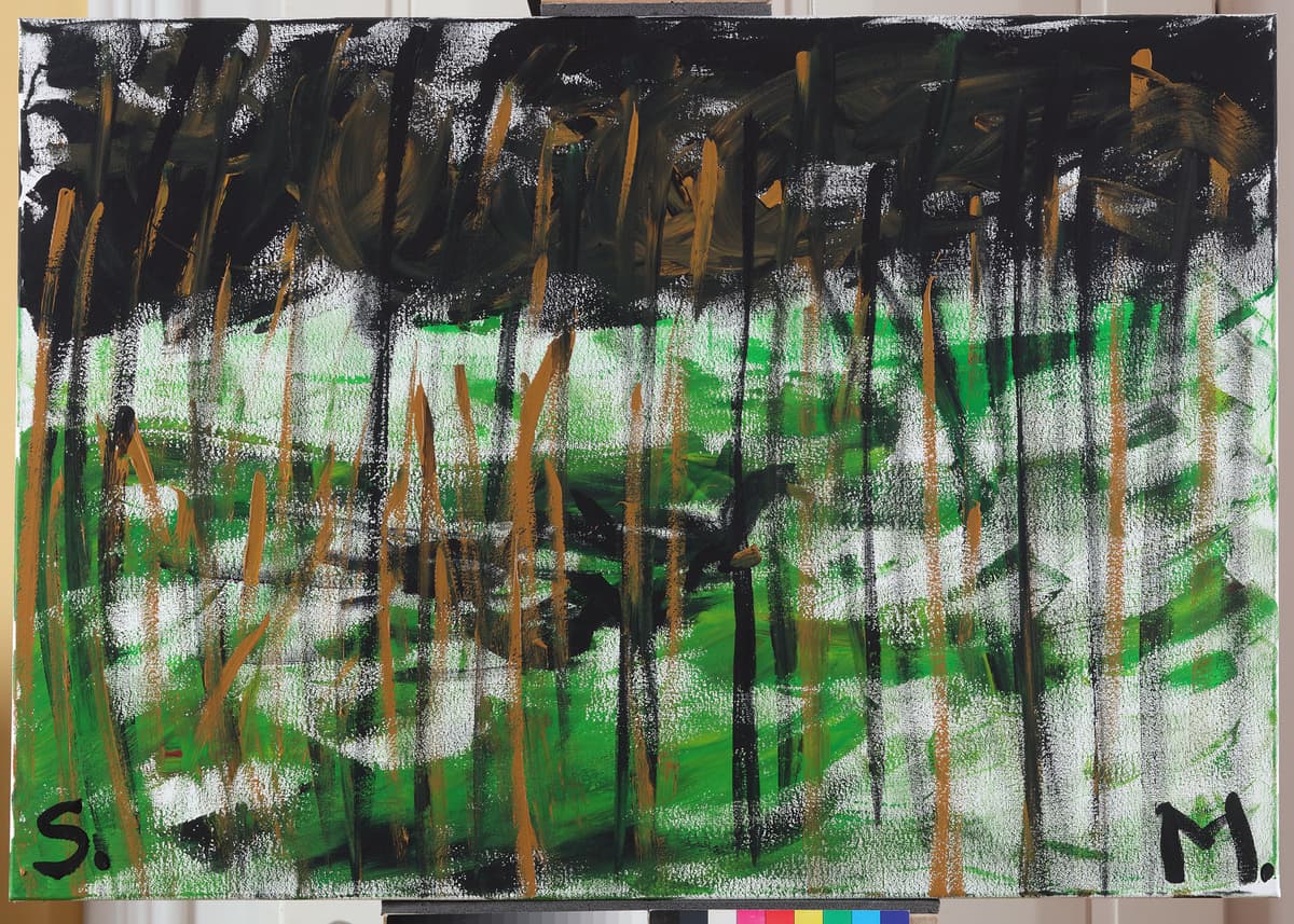 Crne patke / Black Ducks, 2022 — Acrylic on canvas by Saša Mesić