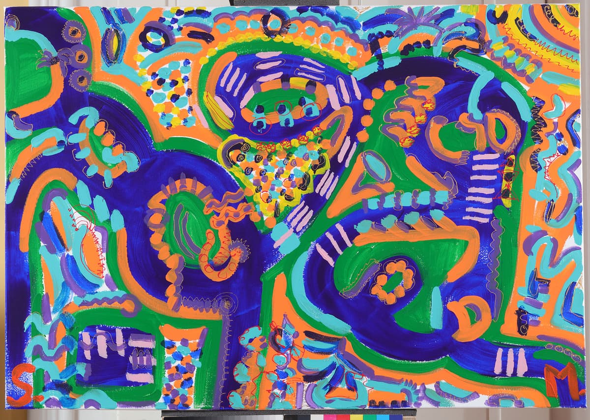 Kvantni život stanice / Quantum Life of a Cell, 2022 — Acrylic on canvas by Saša Mesić