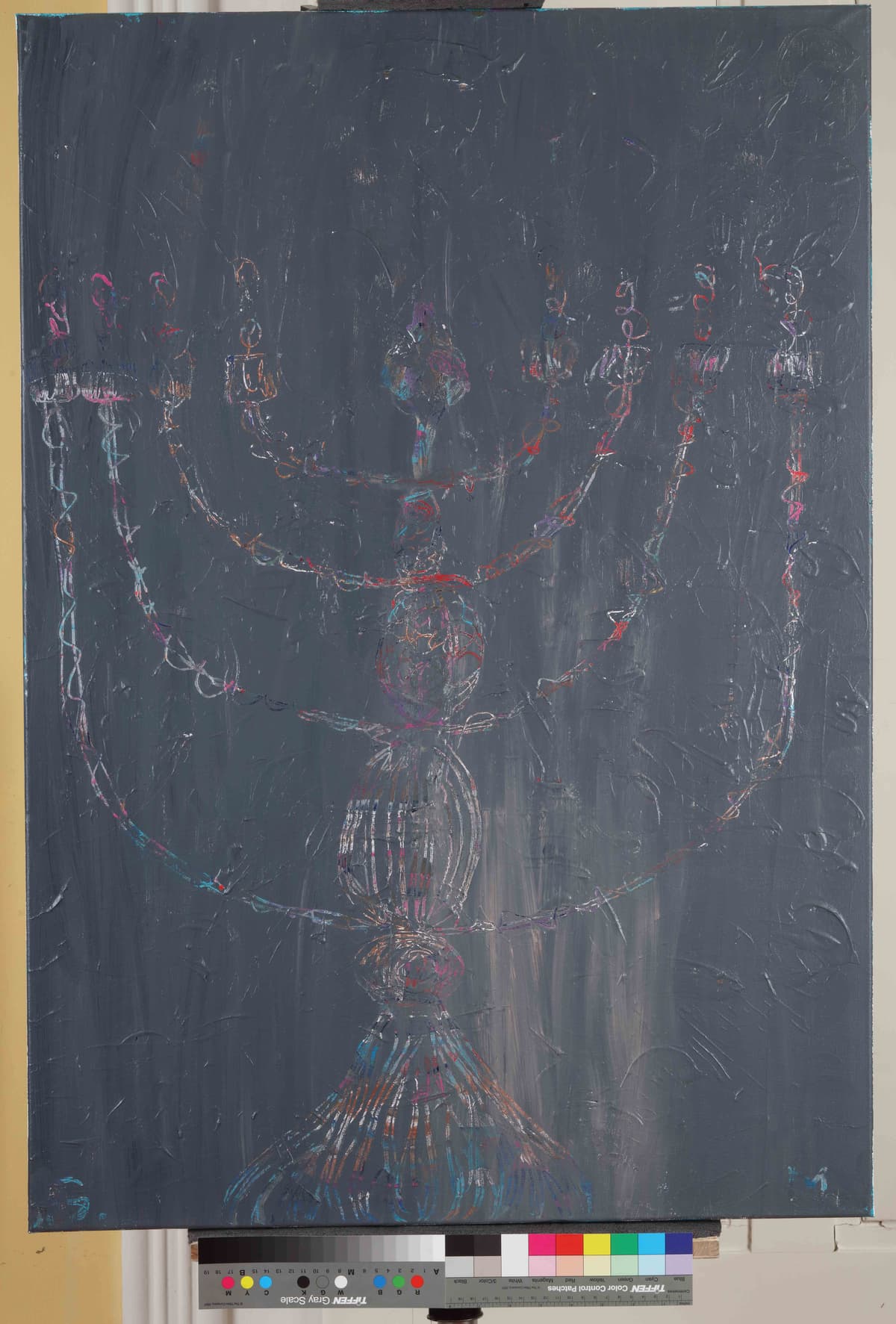 Hanukija / Hanukkiah, 2024 — Acrylic on canvas by Saša Mesić