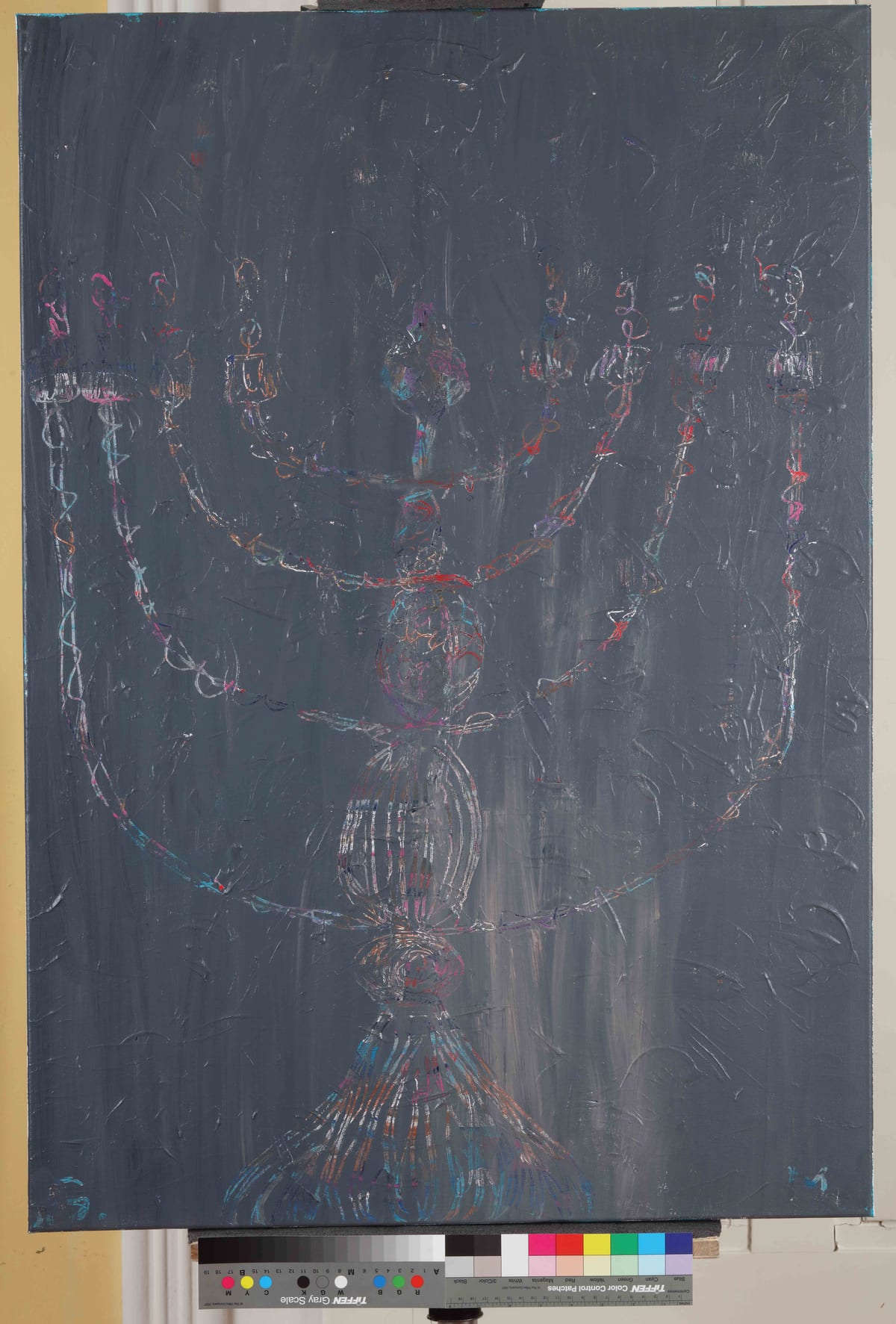 Hanukija / Hanukkiah, 2024 — Acrylic on canvas by Saša Mesić