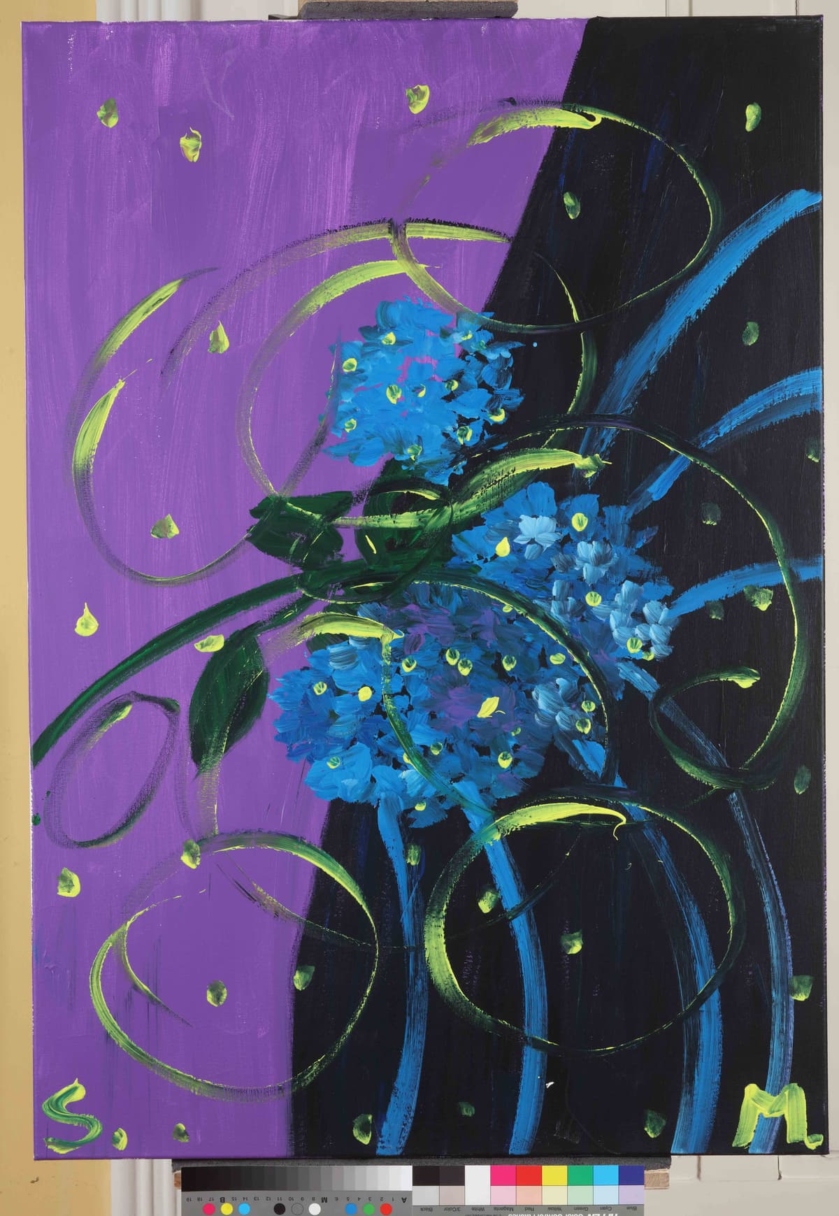Hortenzije u Vrtu / Hydrangeas in the garden, 2023 — Acrylic on canvas by Saša Mesić